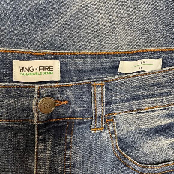 Ring of Fire Sustainable Denim Moto Slim Jeans, NWOT, Ladies Size 16 - Picture 3 of 5